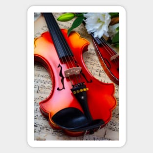 Baroque Viola With Pocket Violin And Lilies Sticker